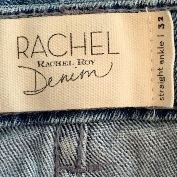 Rachel Roy Straight Ankle Jeans Size 32 High Rise Ripped Blue Denim - Picture 5 of 9